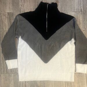 Women’s Black, Gray, and White Sweater